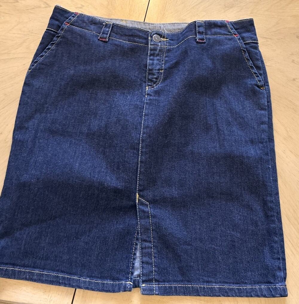 Y2K Lacoste Jean Skirt XL Alligator Logo Pockets Preppy Western Retro Luxury
